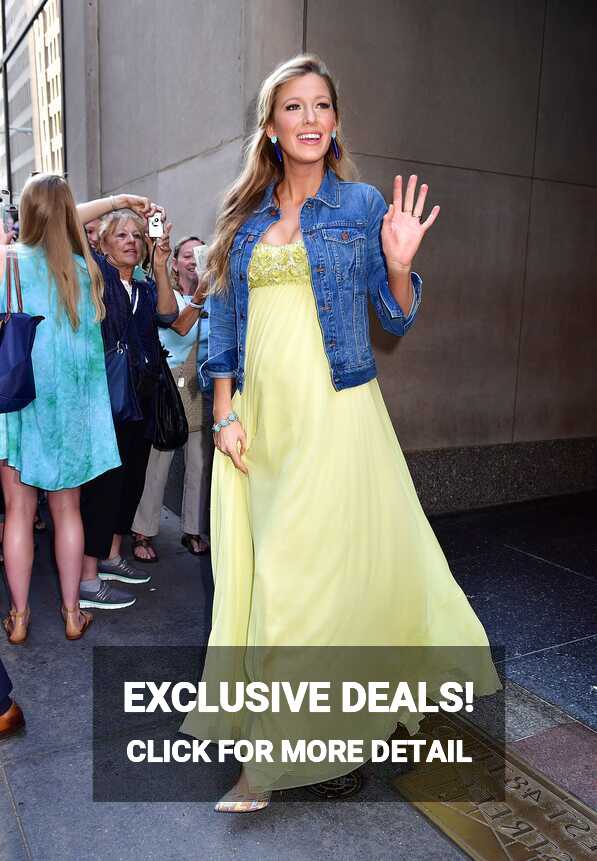 Blake Lively in Yellow Belle Dress and Jean Jacket - Blake Lively ...