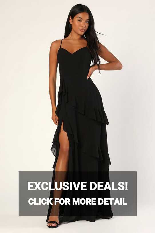 Blessed with Beauty Black Ruffled Sleeveless Maxi Dress