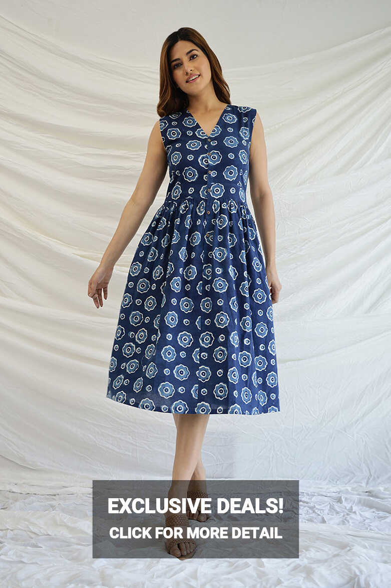 Blooming Blue&#39; Natural dyed Indigo Cotton Summer Dress – Sandlore ...