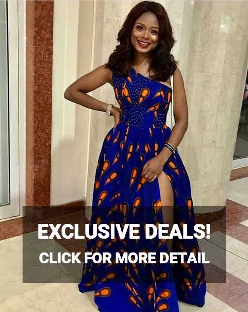 Blue African Print Maxi Dress One Shoulder African Maxi Dresses ...