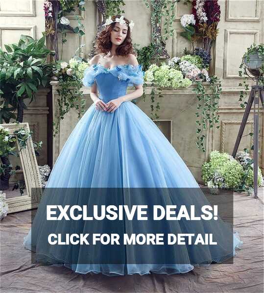 Blue Cinderella Cosplay Ball Gown - Off Shoulder Algeria | Ubuy