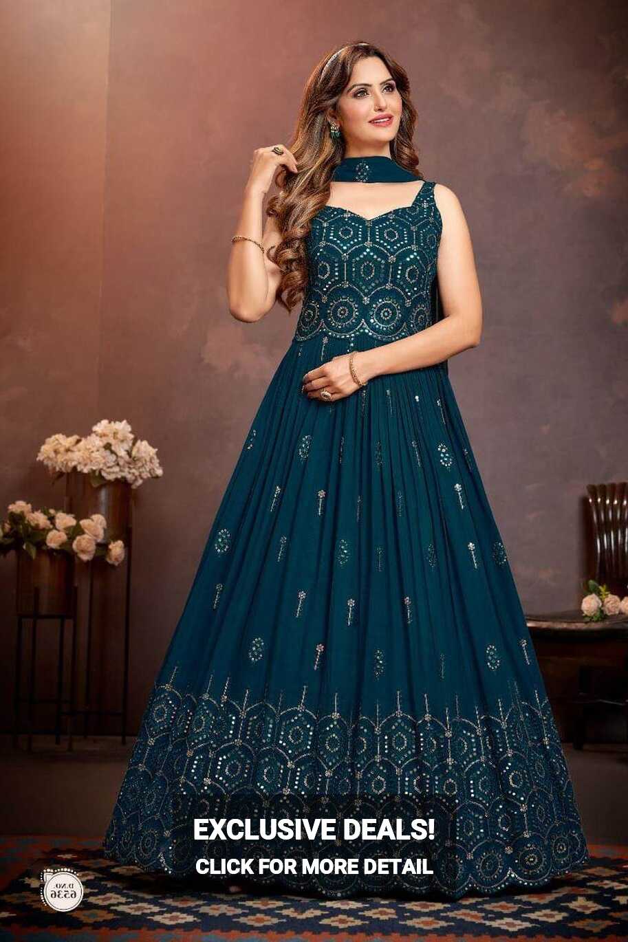 Blue Color Party Wear Designer Gown :: ANOKHI FASHION