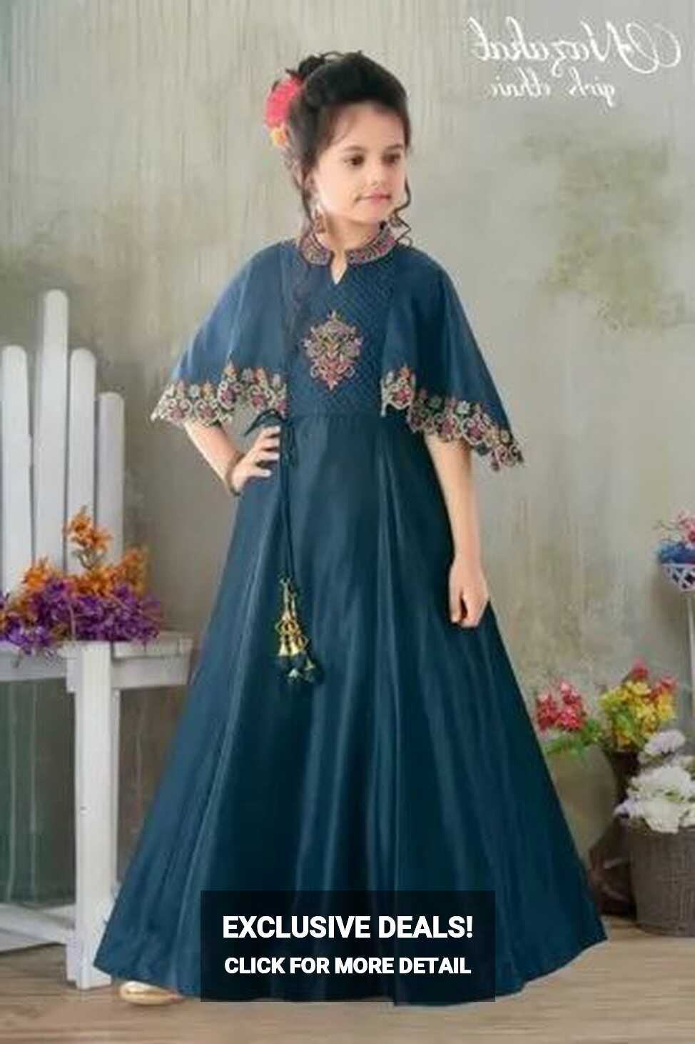 Blue Embroidered Girls Party Wear Long Frock at Rs 1500 in Mumbai ...