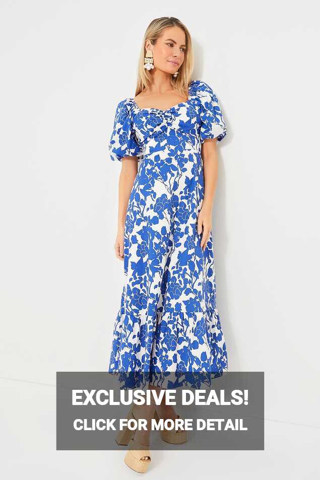 Blue Floral Seaport Midi Dress | Hyacinth House