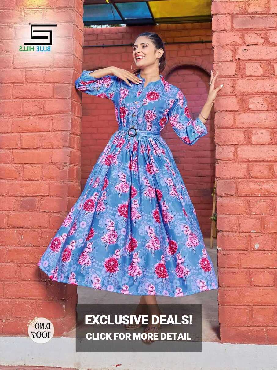 Blue Hills Bollywood Vol 1 Digital Floral Print Western Wear Long ...