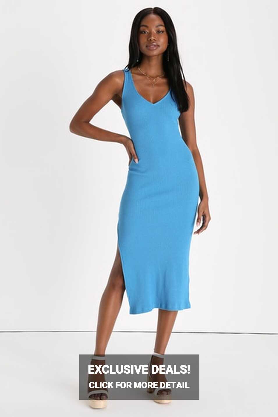 Blue Knit Dress - Knit Bodycon Dress - Blue Bodycon Midi Dress - Lulus