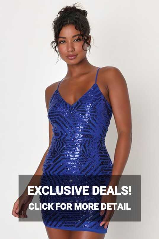 Blue Sequin Dress - Tie-Back Bodycon - Sequin Mini Dress - Lulus