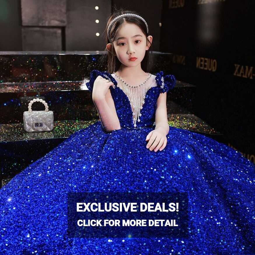 Blue Sequin Long Dress for Baby Girl Kid 2 To 12 Year Formal Red ...