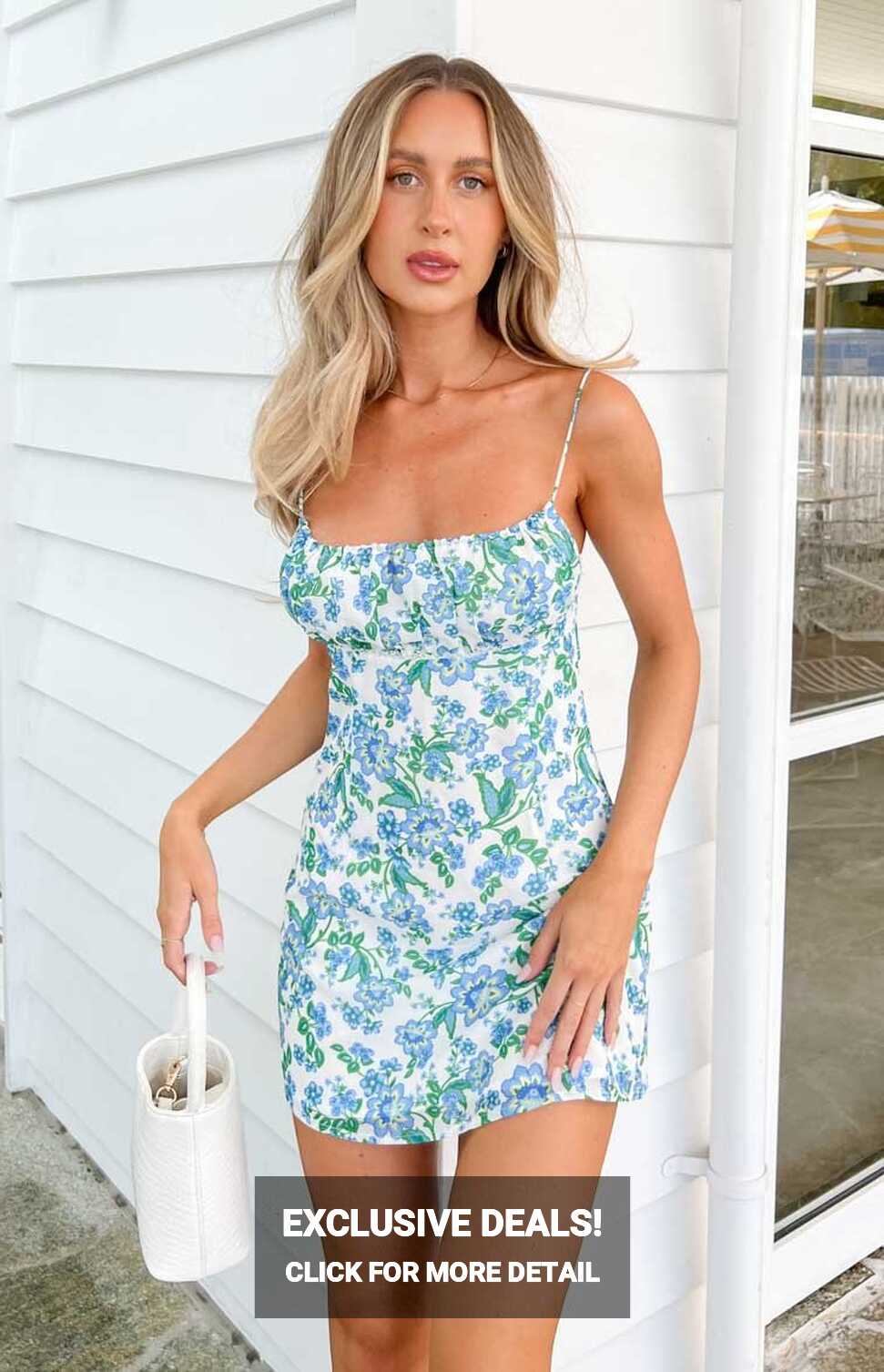 Blue and White Floral Mini Dress – Vanity Island Magazine