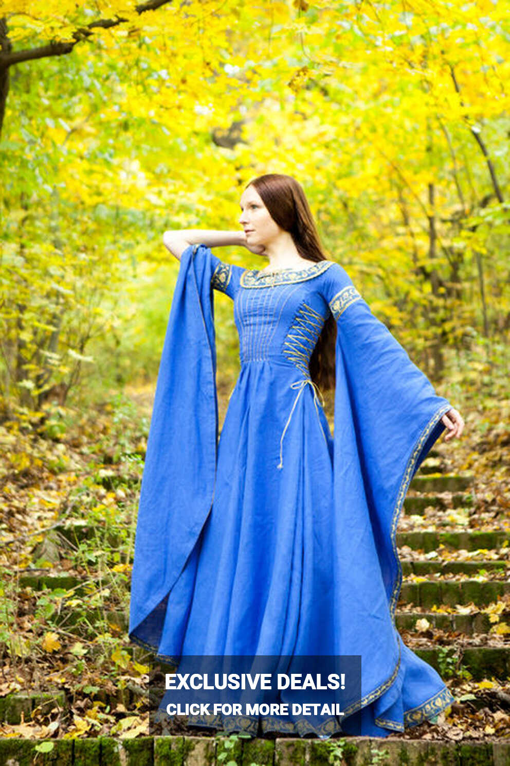 Blue medieval dress &quot;Lady of the Lake&quot;. Available in: green flax ...