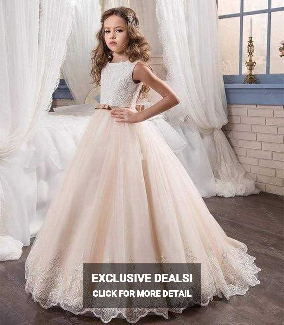 Blush Pink Flower Girl Dress - Champagne / 8T