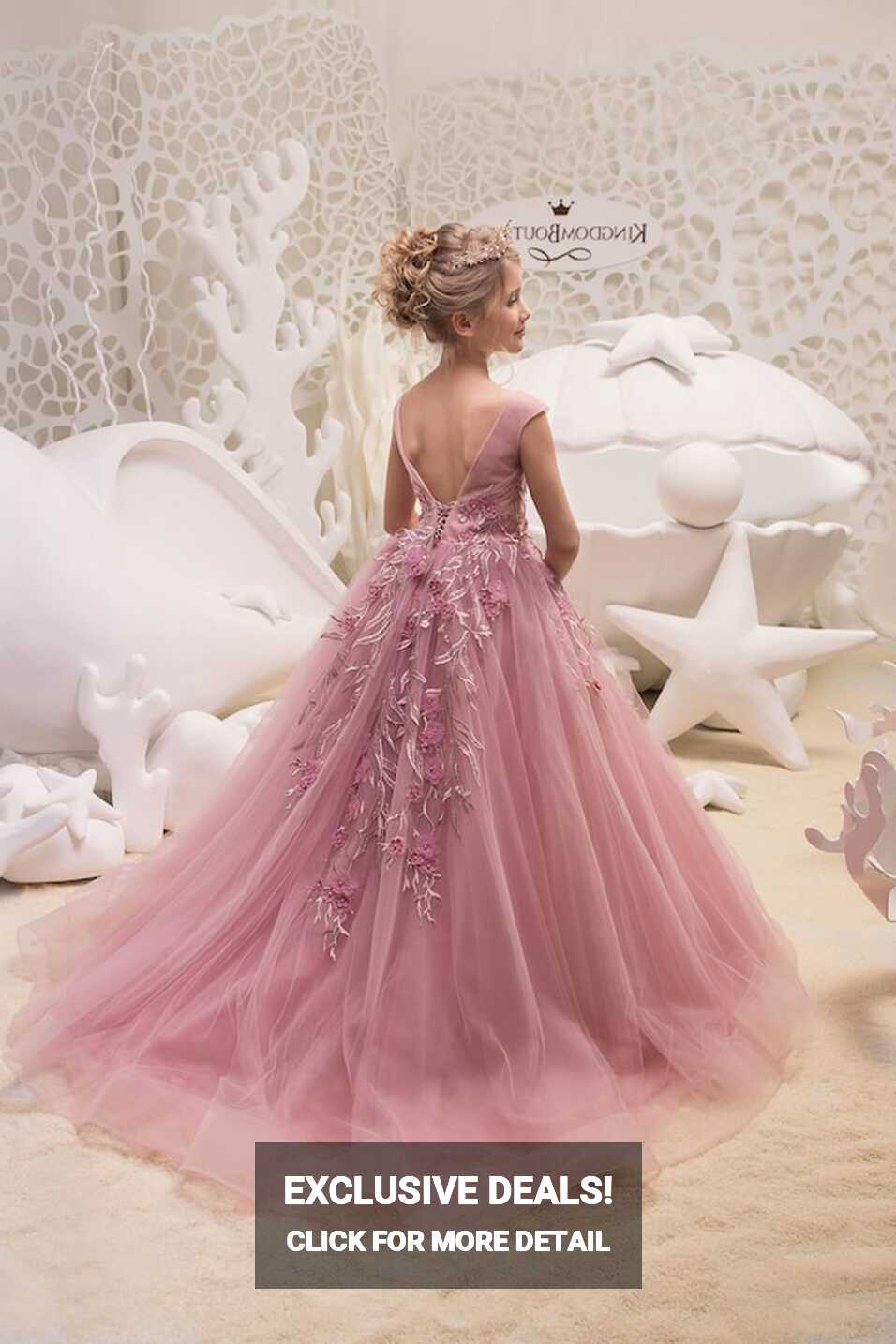 Blush Pink Lace Tulle Formal Flower Girl Dress for Special ...