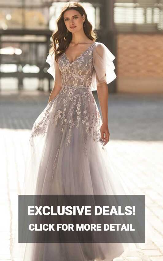 Bohemian Tulle V-neck Evening Dress A-Line Wedding Dress - UCenter ...