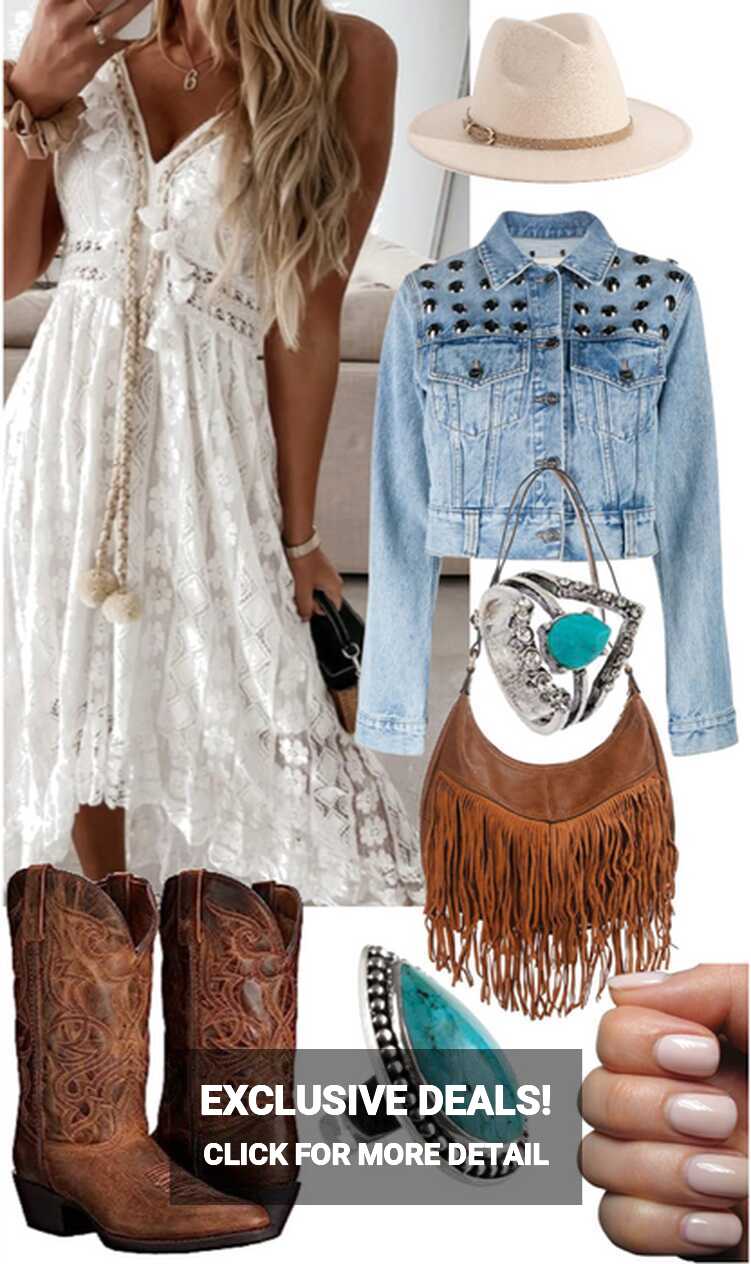 Boho Dress &amp; Cowboy Boots Outfit | ShopLook