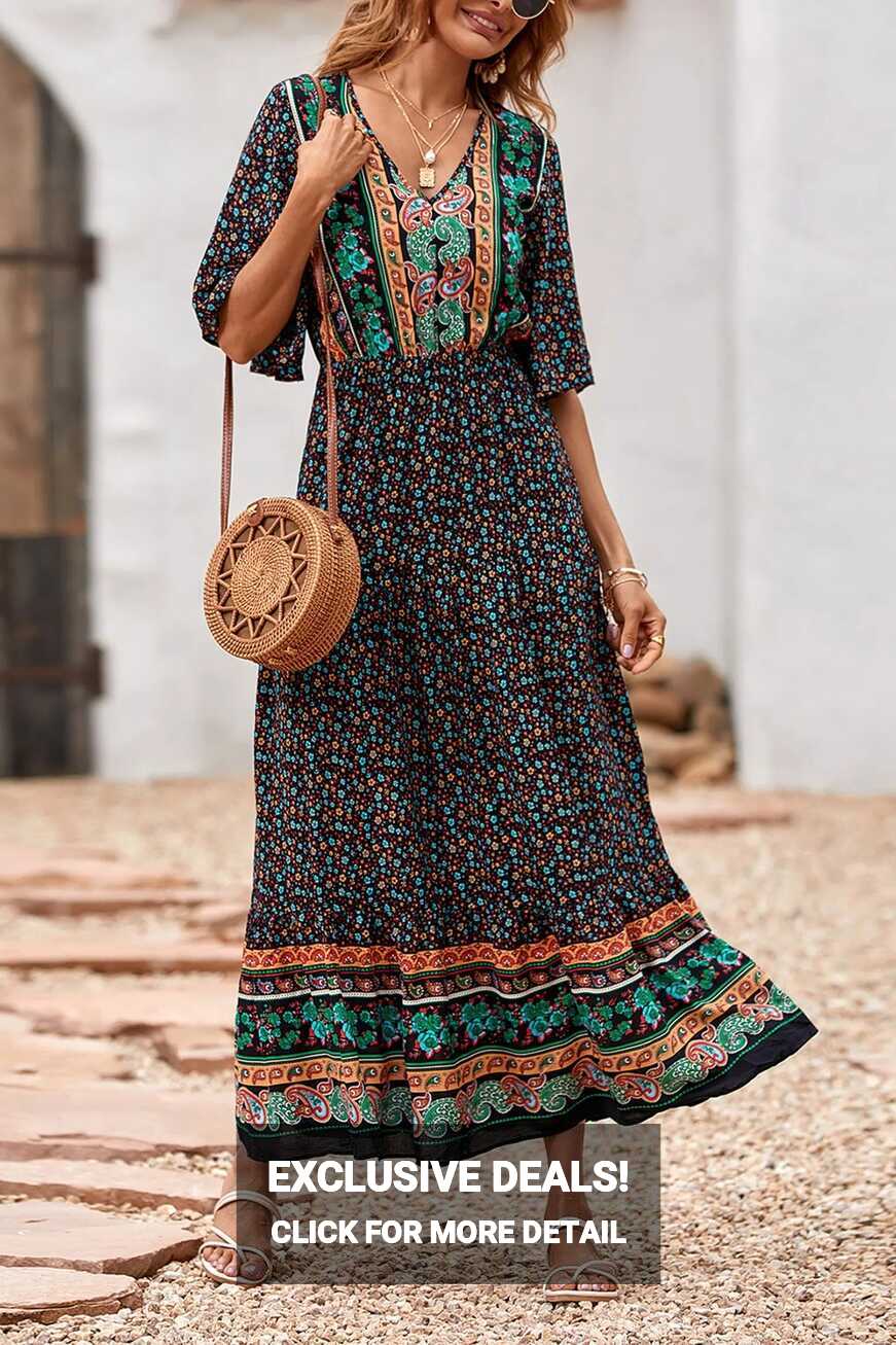 Boho High Waist Long Maxi Dresses freeshipping - PRETTYGARDEN