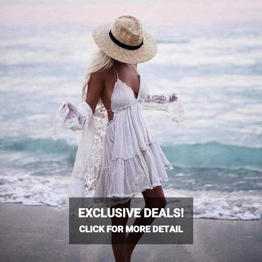 Boho Mini Dress - Sleeveless Lace Halter Dress – Boho Beach Hut