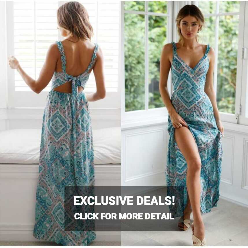 Boho Sexy Backless Floral Maxi Dress – Boho Beach Hut