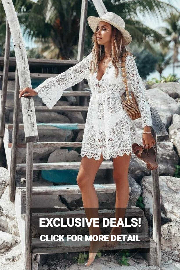 Boho Short Dress White Lace | US Bohemian Boutique