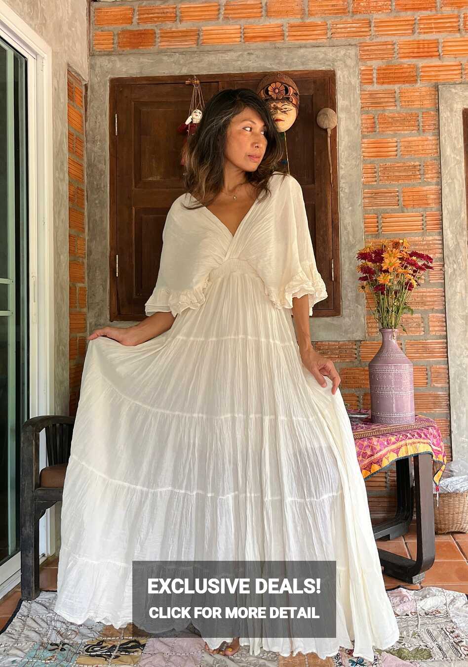 Boho Wedding Dress,maternity for Photoshoot Maxi Dress,cotton Bat ...