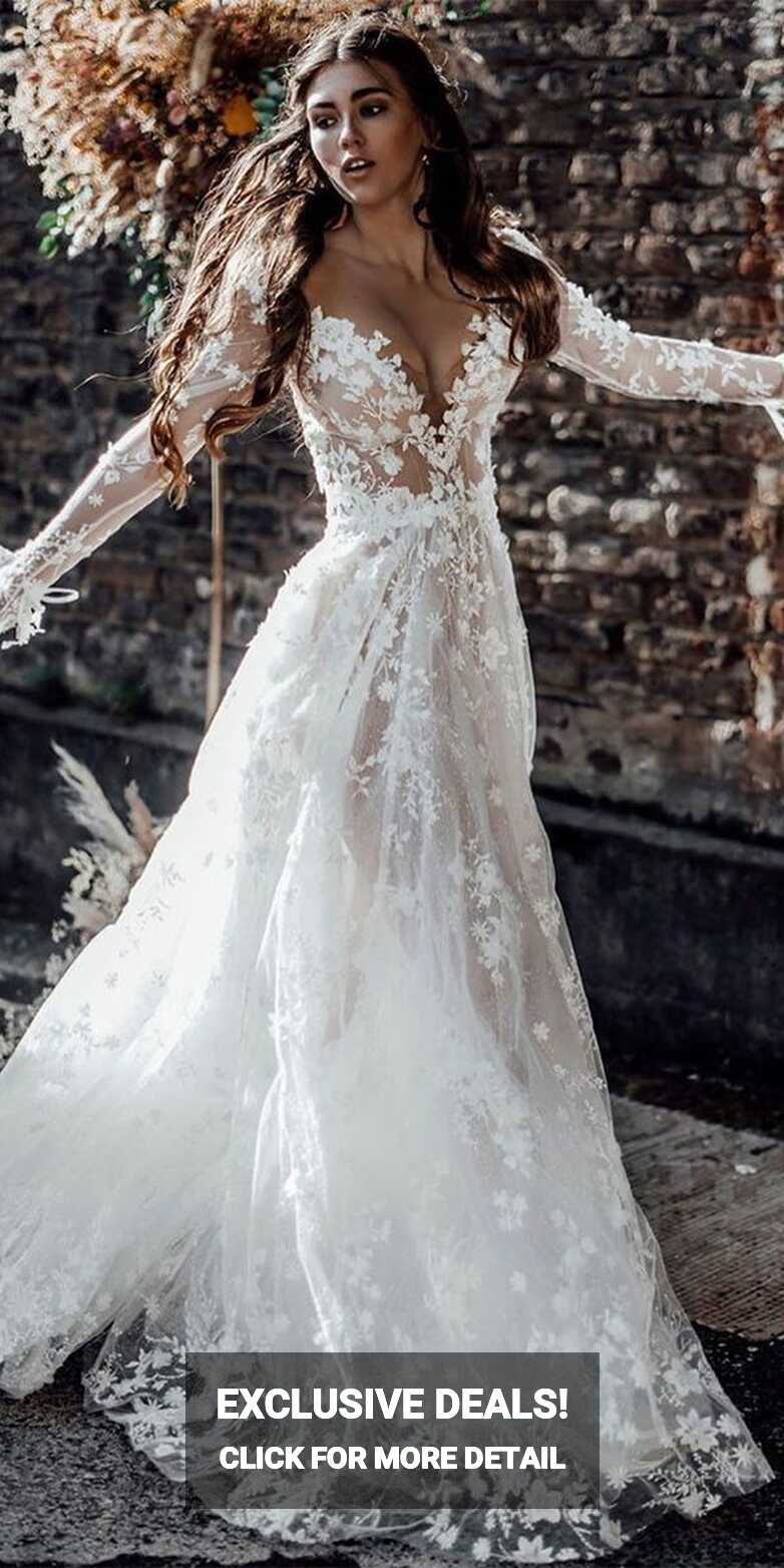 Boho wedding dresses with sleeves are so inspiring and absolutely ...