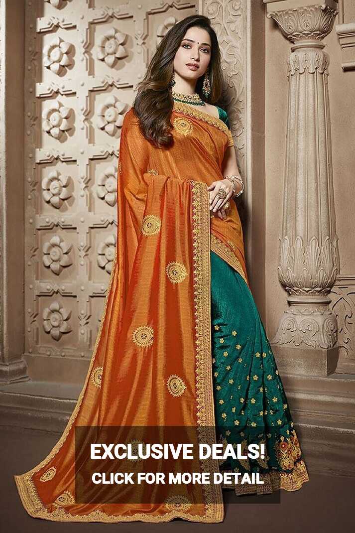 Bollywood Saree Indian Sari Blouse Designer Party Border Wear Silk ...