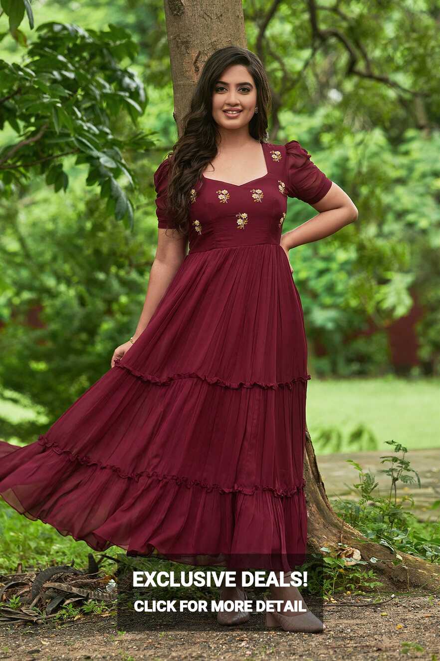 Boysenberry Georgette Frock | Gorgeous Frock online in Inida