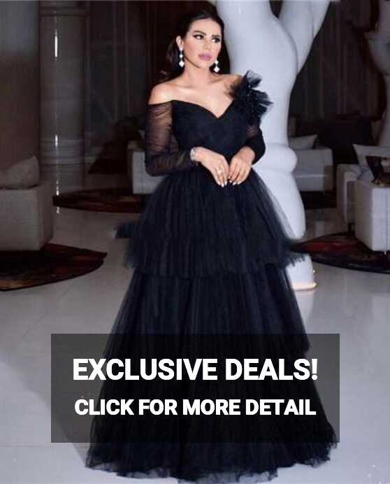 Bridalaffair 2023 Black Tiered Off Shoulder Evening Dresses Latest ...