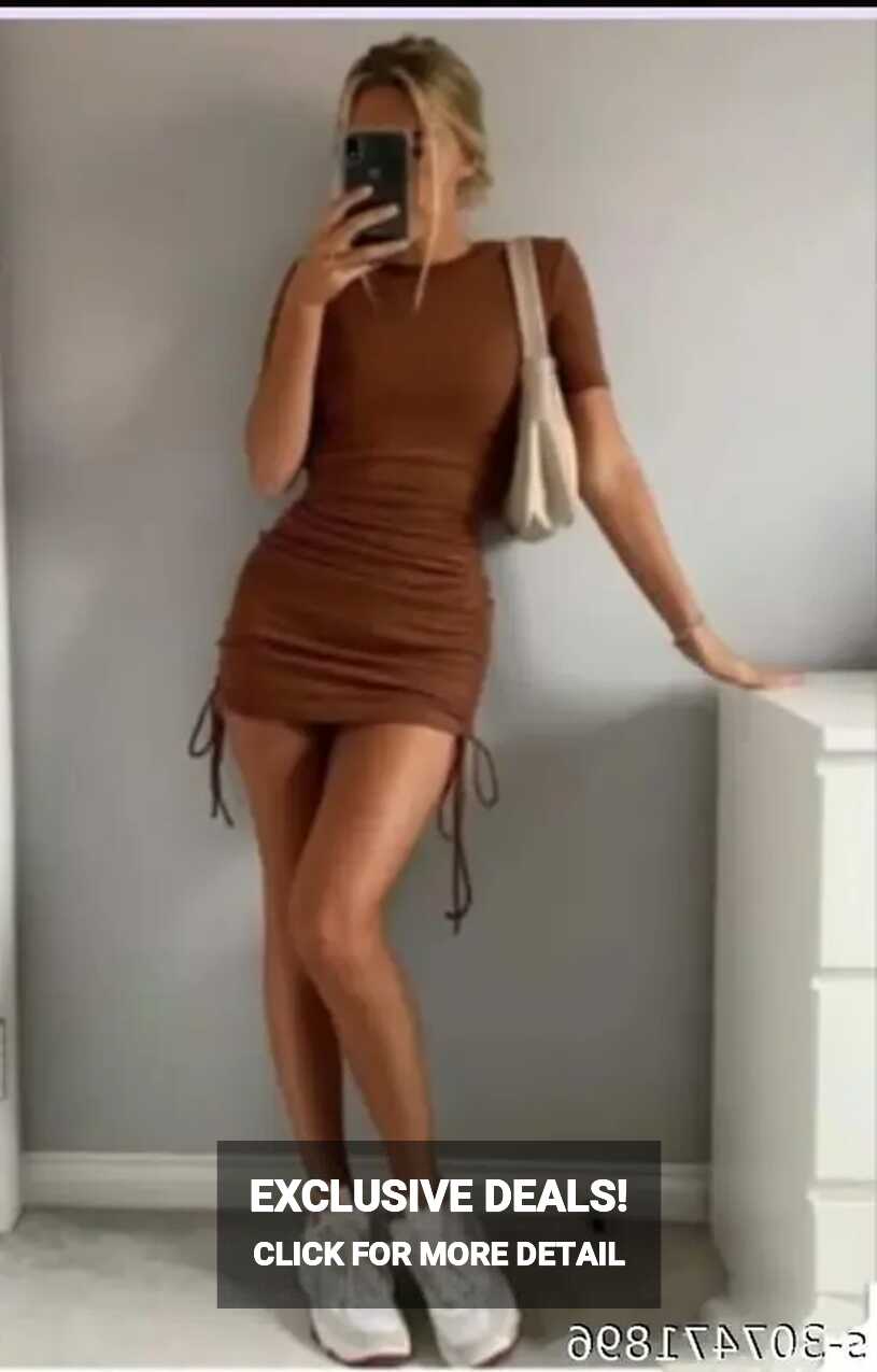 Brown Lycra Casual Summer Women One Piece Bodycon Dresses