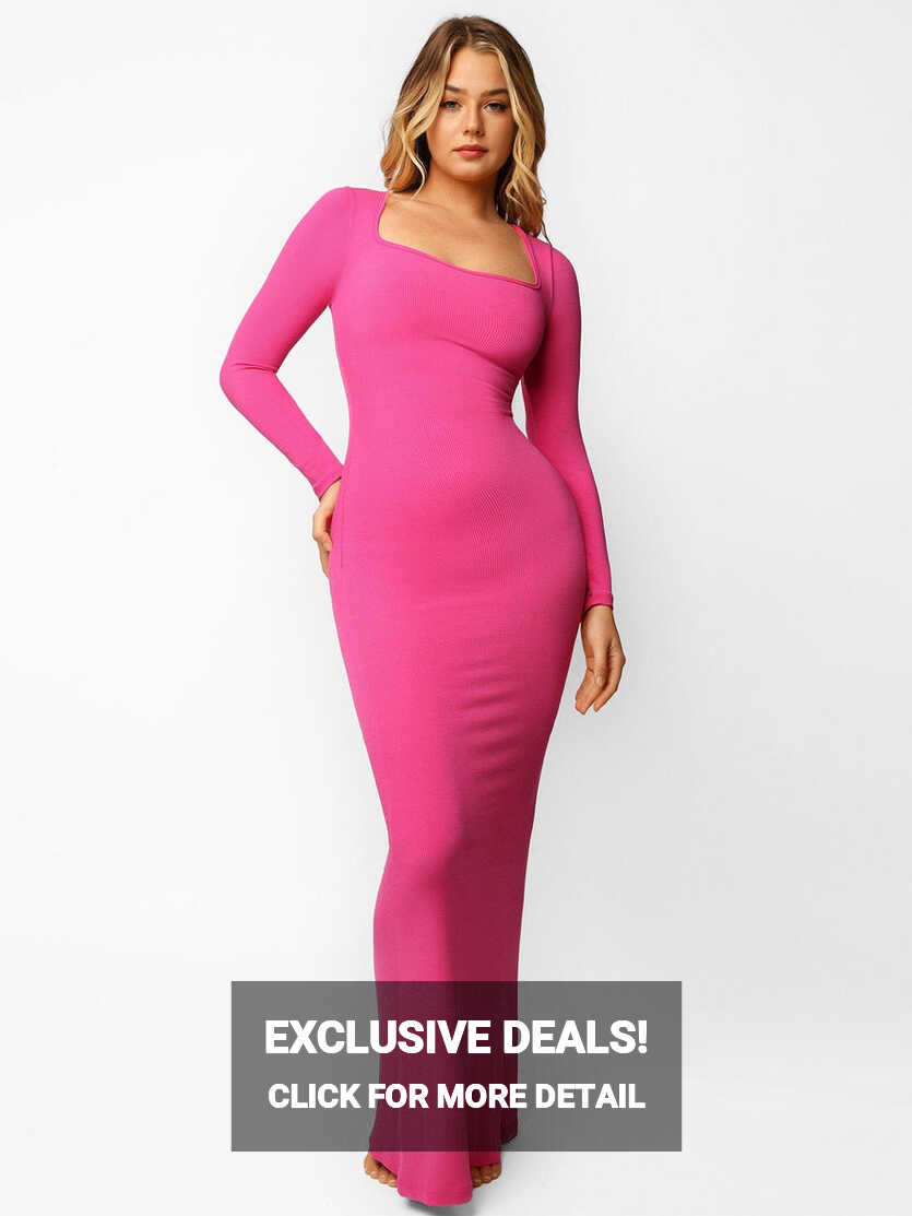 Built-In Shapewear Long Sleeve Maxi Lounge Dress | Popilush Dress ...