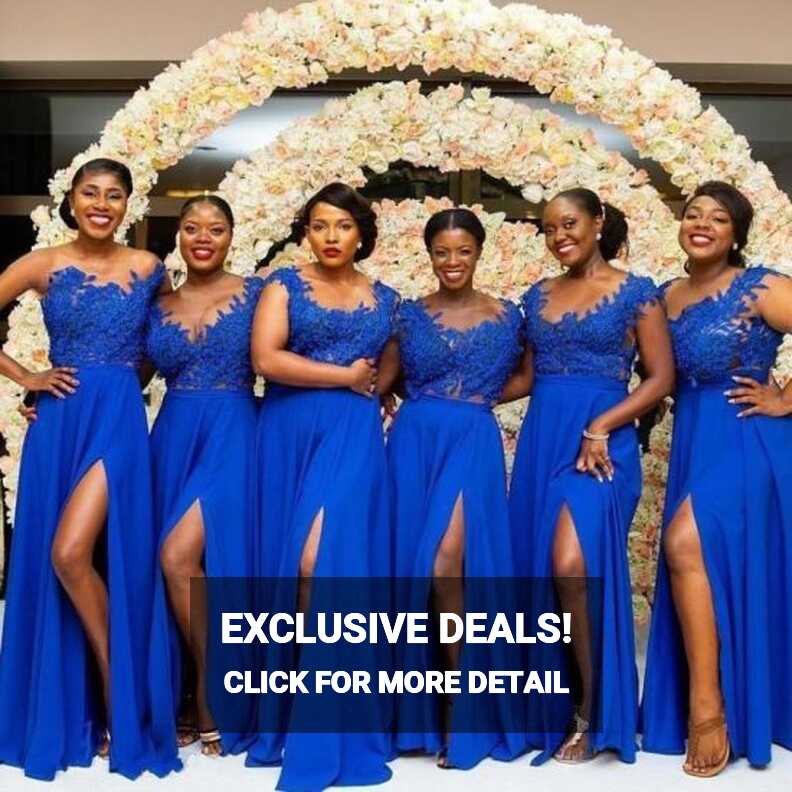 Bulk-buy African Royal Blue Bridesmaid Dresses A Line Cap Sleeve ...