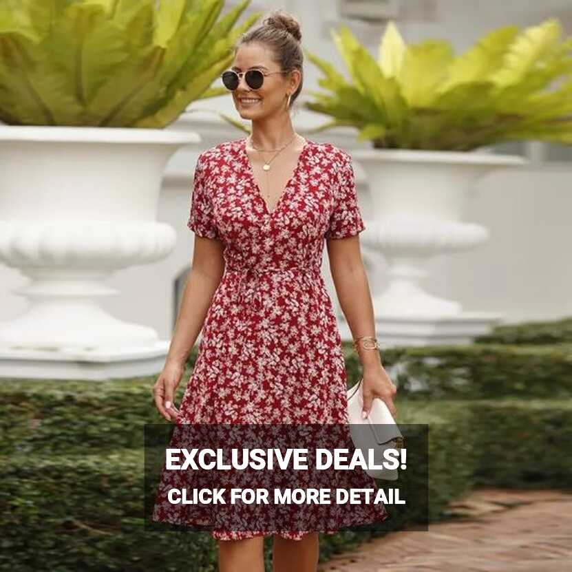 Bulk-buy Fashion Summer Floral Dress for Women Ladies V Neck ...