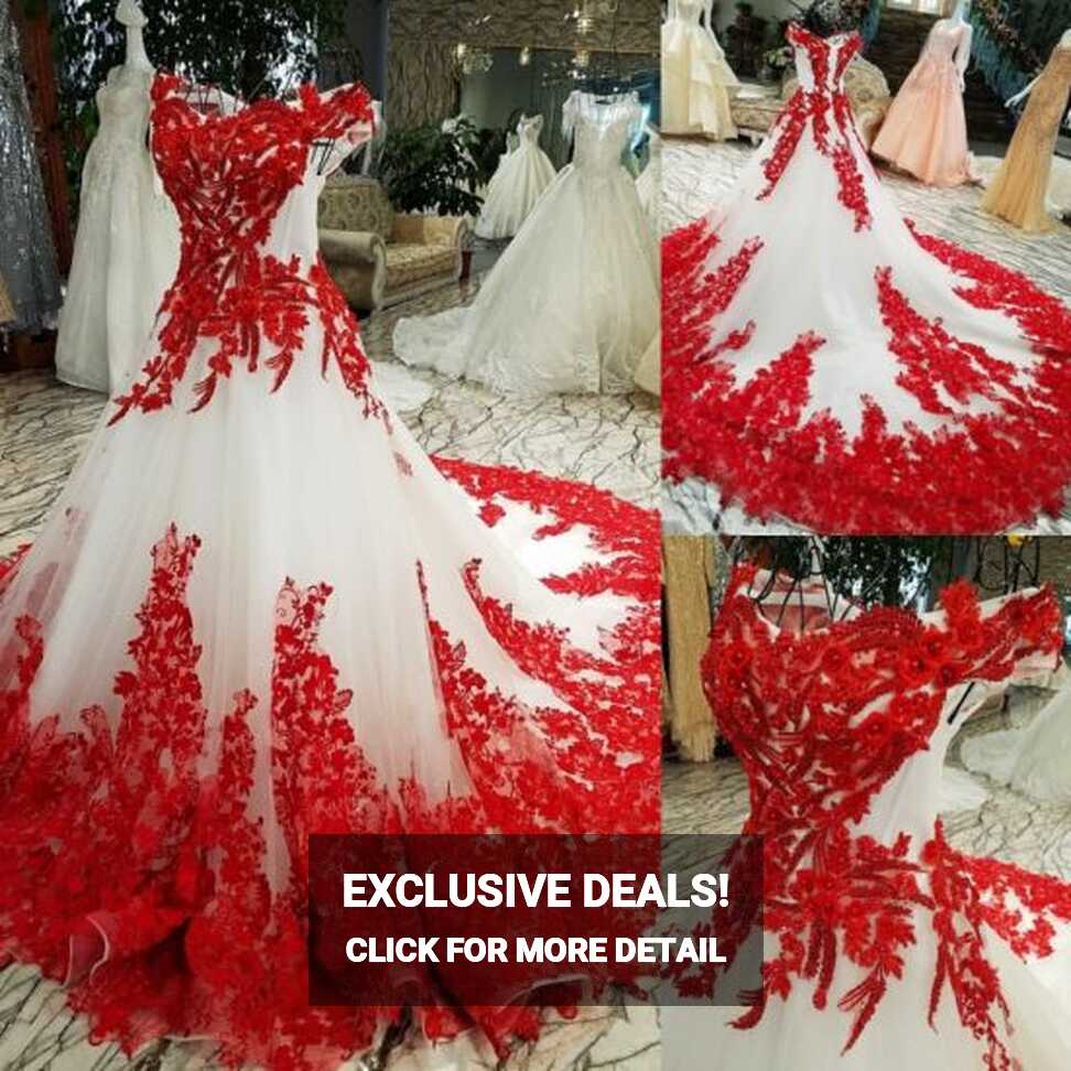 Bulk-buy Lace Ball Gown Red Ivory Color Accent Bridal Wedding ...