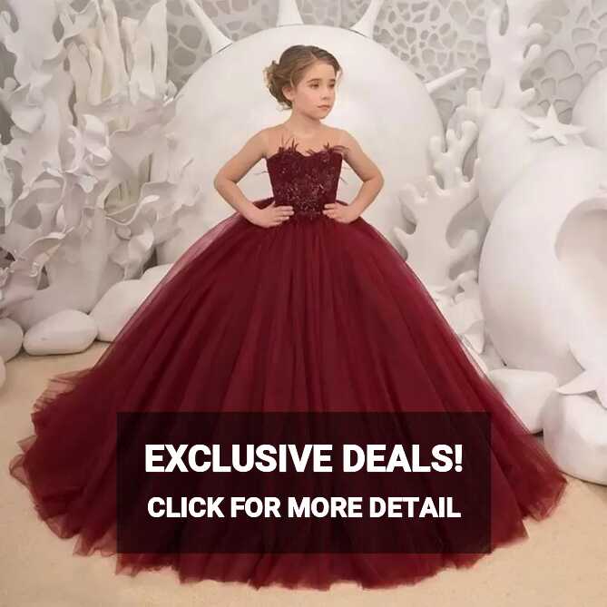 Burgundy Flower Girl Dress For First Holy Communion, Weddings ...