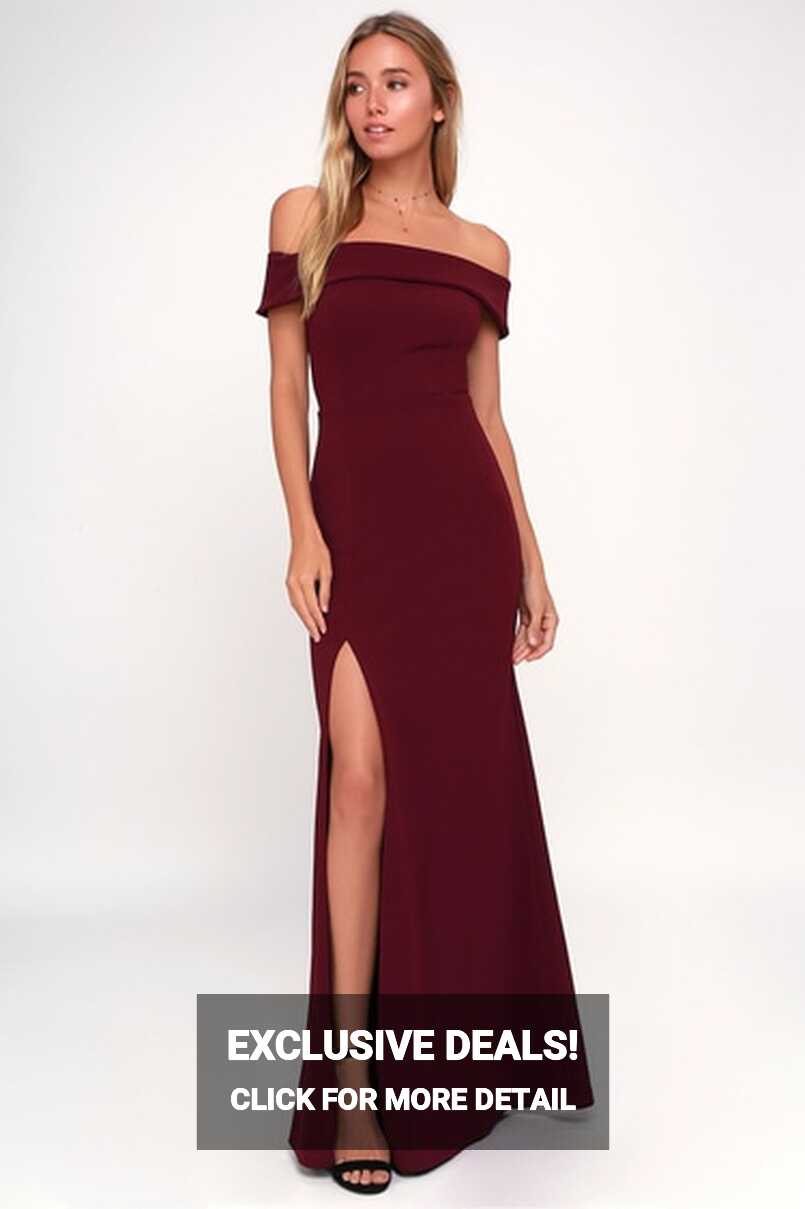 Burgundy Maxi Dress - Off-the-Shoulder Maxi Dress - OTS Maxi - Lulus