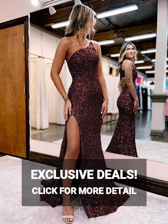 Burgundy Mermaid One Shoulder Sleeveless Long Sweep Train Velvet ...