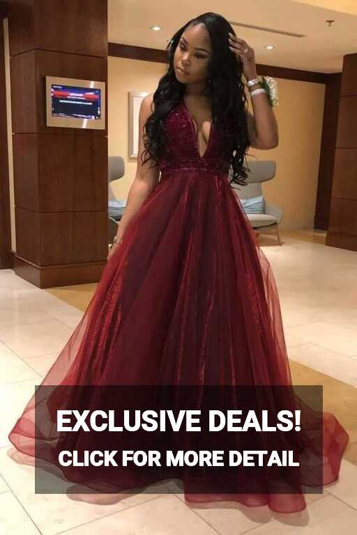 Burgundy Plus Size Prom Dress 2023 Black Girls Slay V Neck ...