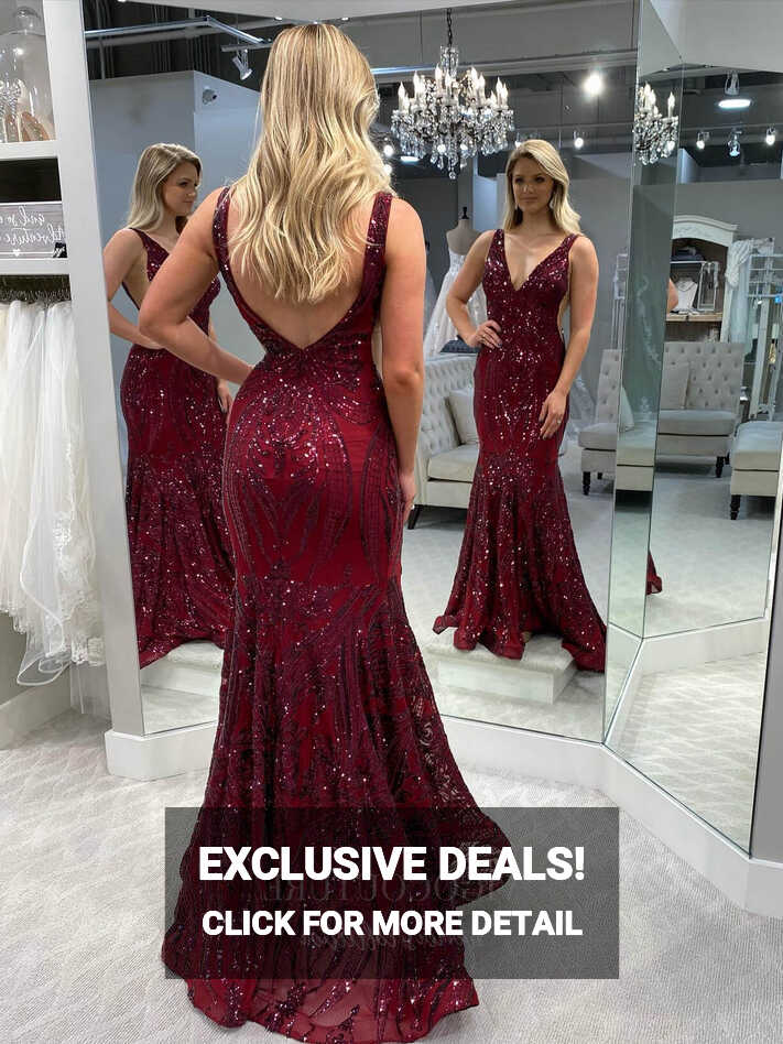 Burgundy Sequin Mermaid Prom Dress 20940 – vigocouture