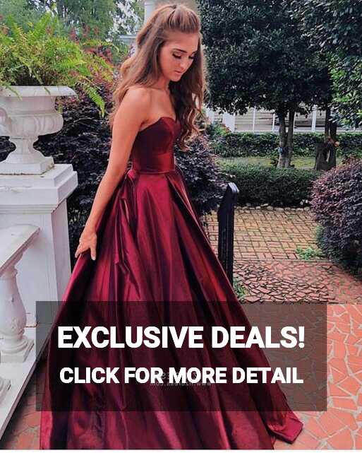 Burgundy Strapless Satin Ball Gown Prom Dress Pinterest