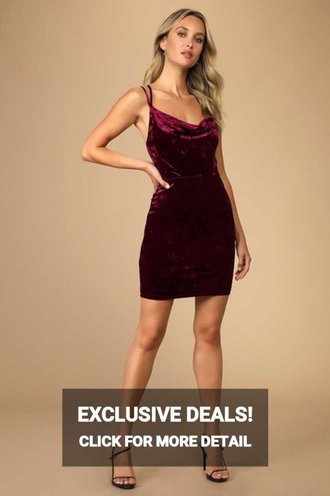 Burgundy Velvet Dress - Cowl Neck Dress - Velvet Cocktail Dress ...