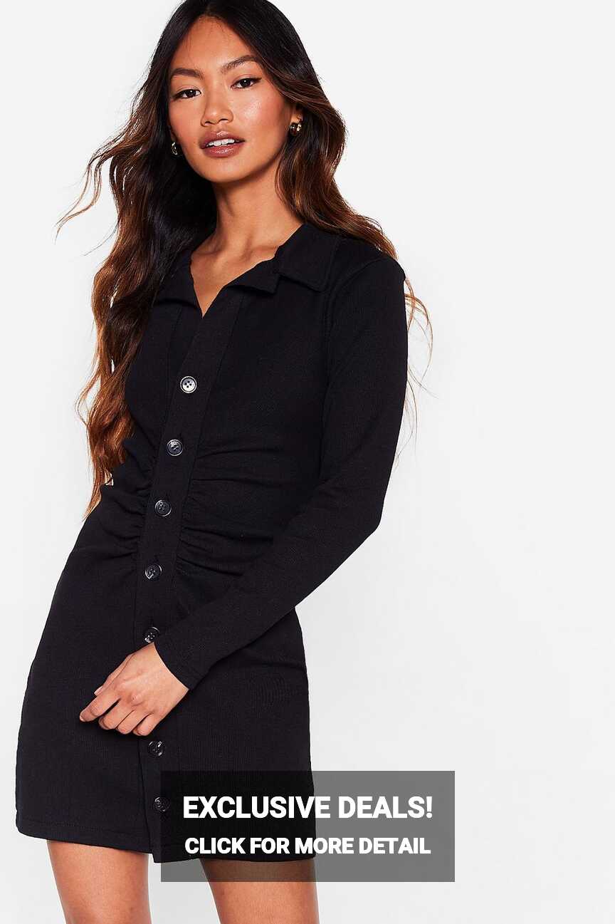 Button Down Long Sleeve Bodycon Dress