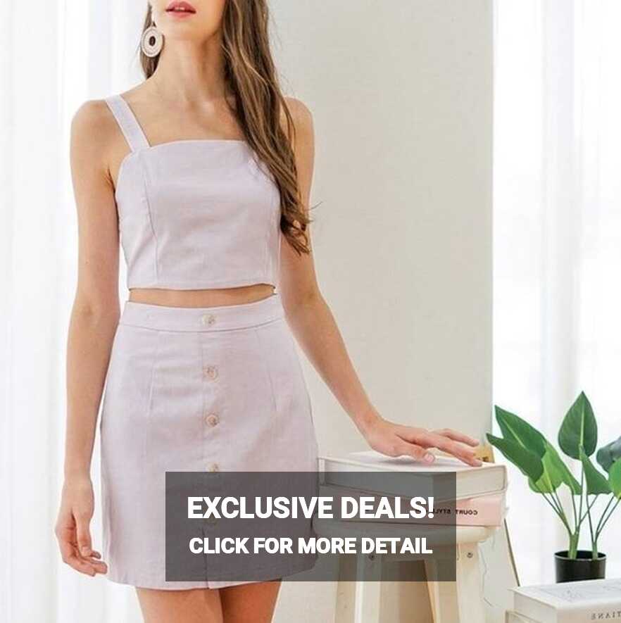 Buy 2 Pieces Short Skirt Set Crop Top With Straps and Skirt Tailor ...