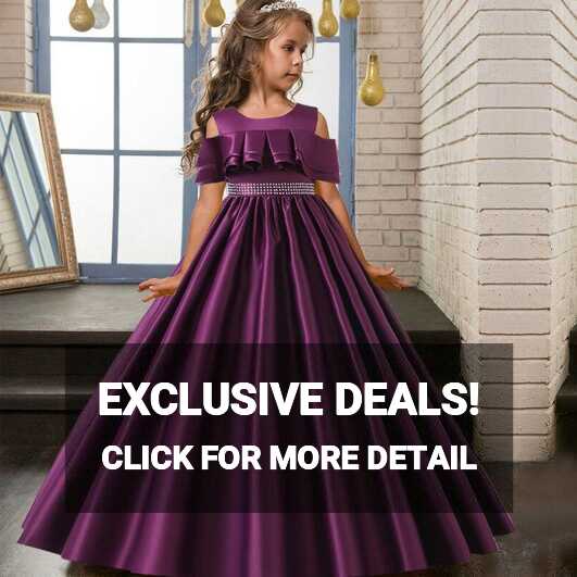 Buy 4-14 Years Sequins Bridesmaid Wedding Dress Kids Dresses For ...