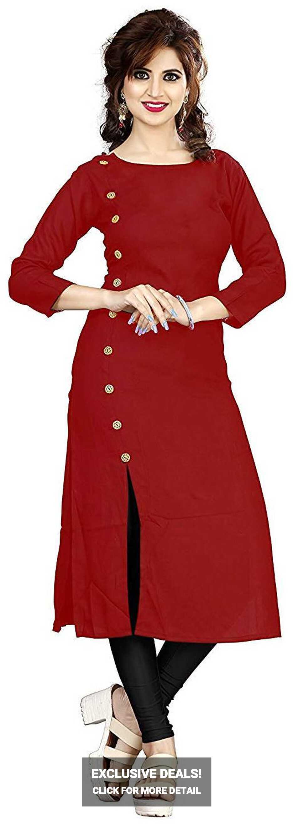 Buy Ample Women&#39;s Rayon Kurti Maroon Online at 60% off. |Paytm Mall