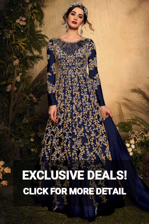 Buy Anarkali Gown Blue Net Indian Dresses Online for Women in Malaysia