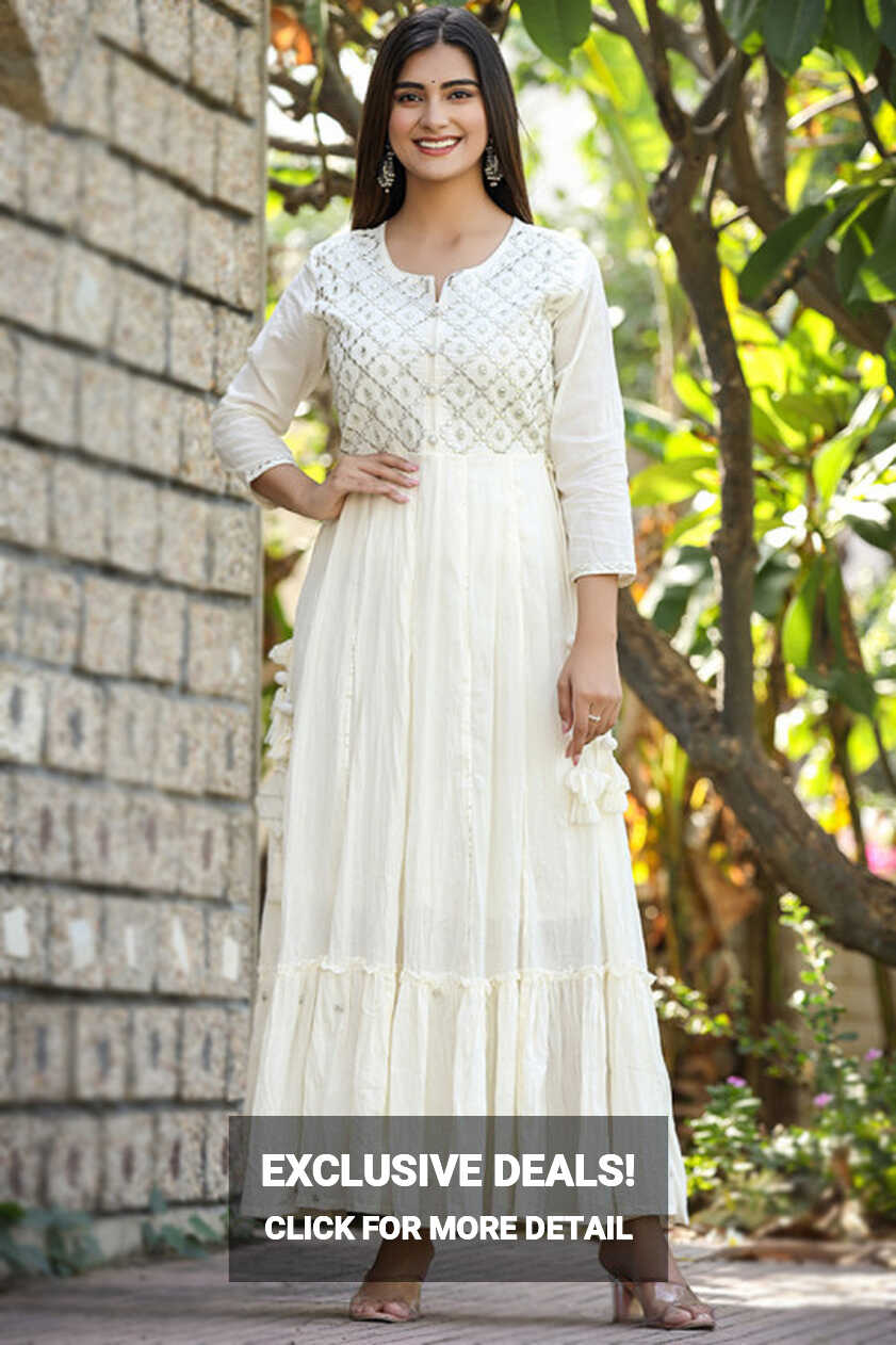 Buy Ankle Length White Casual Wear Indian Plus Size Dresses Online ...