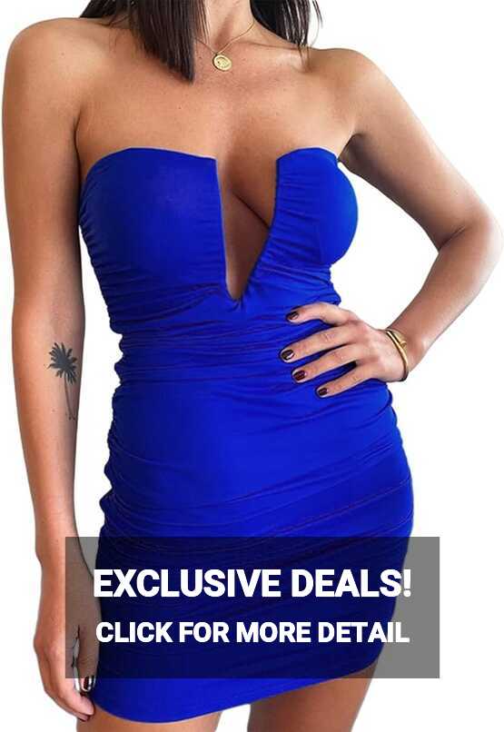 Buy Aonoapll Women&#39;s Sexy Strapless Short Dress Sleeveless ...