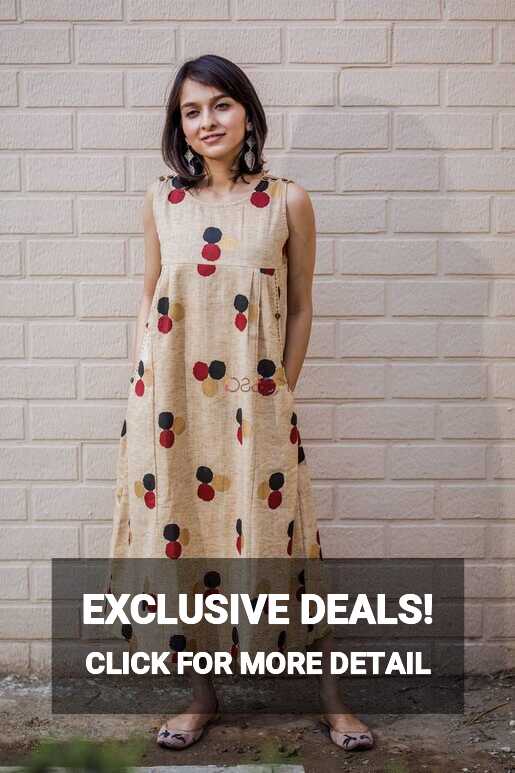 Buy Awesome WS421 Beige Polka Dots Sleeveless Dress Online | Kessa