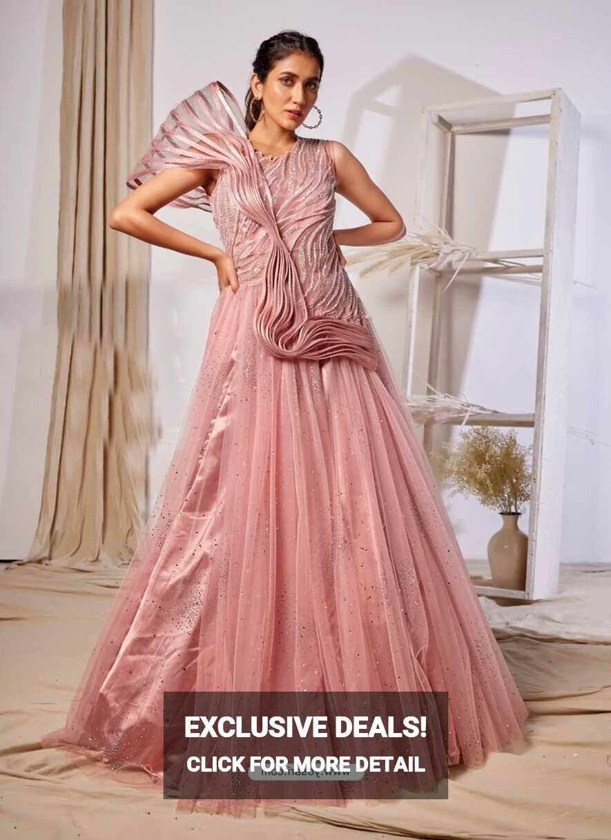 Buy Baby Pink Readymade Fancy Designer Party Wear Net Gown | Gowns