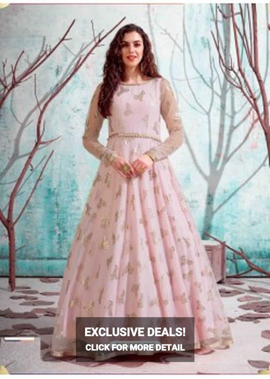 Buy Baby Pink Stunning Designer Party Wear Gown | Gowns