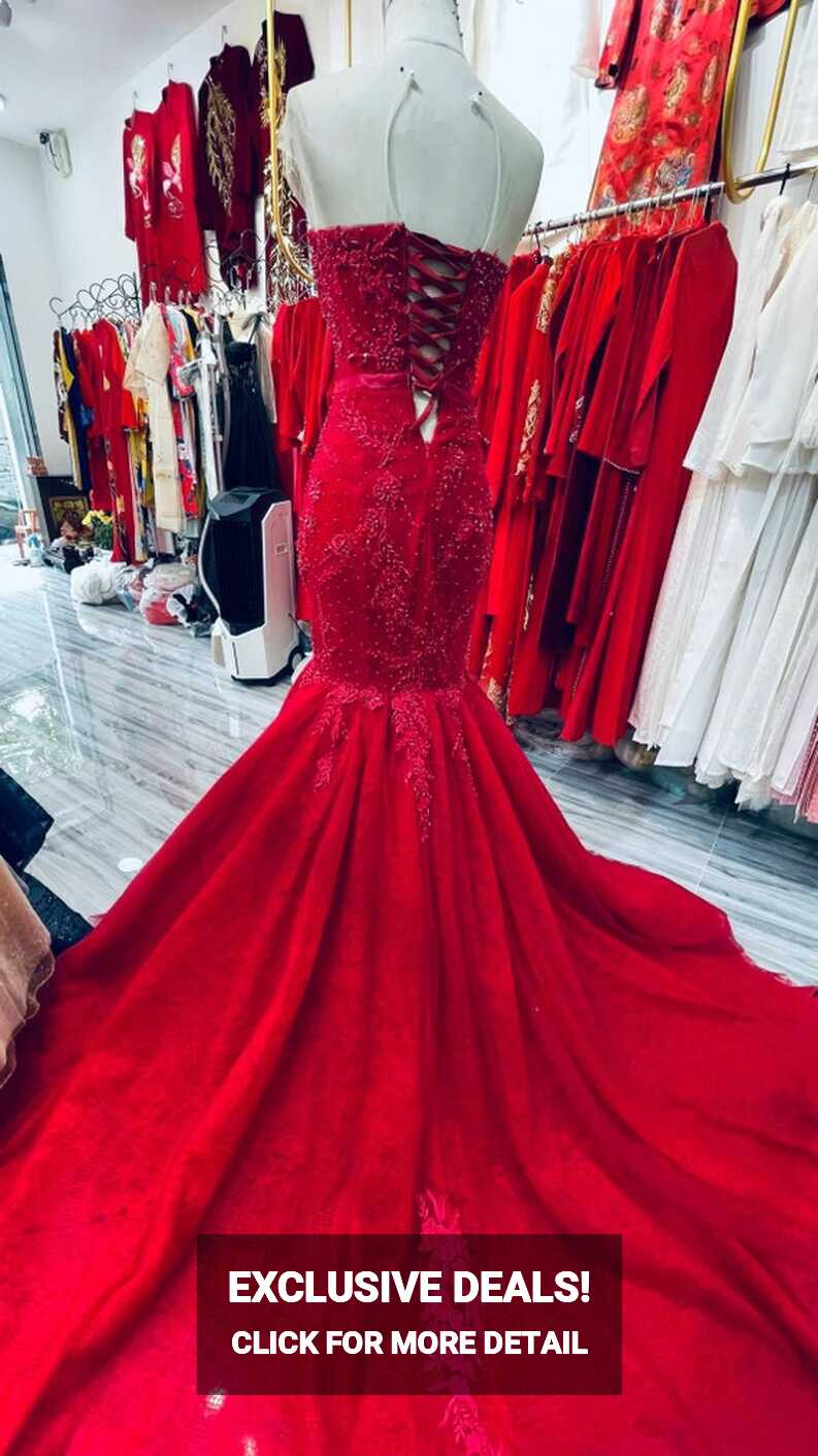 Buy Beautiful Red Wedding Dress Made to Order, Stunning Strapless ...